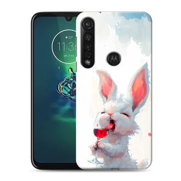 Силиконовый чехол на Motorola Moto G8 Plus с принтом кролик зайчик