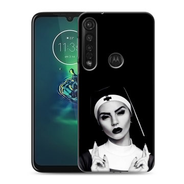 Силиконовый чехол на Motorola Moto G8 Plus с принтом монашка