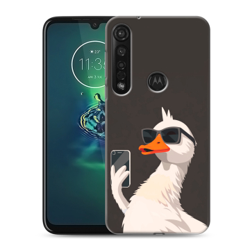 Силиконовый чехол на Motorola Moto G8 Plus с принтом утка в очках