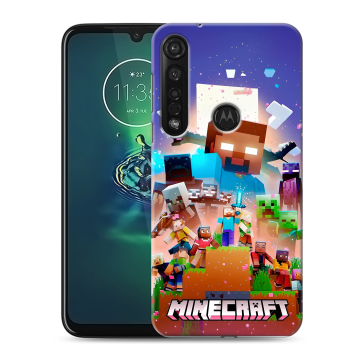 Силиконовый чехол на Motorola Moto G8 Plus с принтом Майнкрафт Minecraft