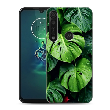 Силиконовый чехол на Motorola Moto G8 Plus с принтом Листья