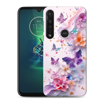 Силиконовый чехол на Motorola Moto G8 Plus с принтом цветы бабочки