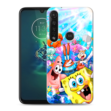 Силиконовый чехол на Motorola Moto G8 Plus с принтом спанчбоб спанч боб