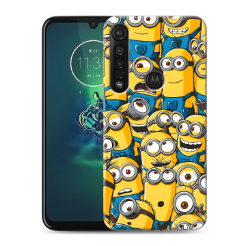 Силиконовый чехол на Motorola Moto G8 Plus с принтом Миньоны