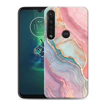 Силиконовый чехол на Motorola Moto G8 Plus с принтом розовый мрамор