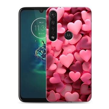 Силиконовый чехол на Motorola Moto G8 Plus с принтом розовые сердечки