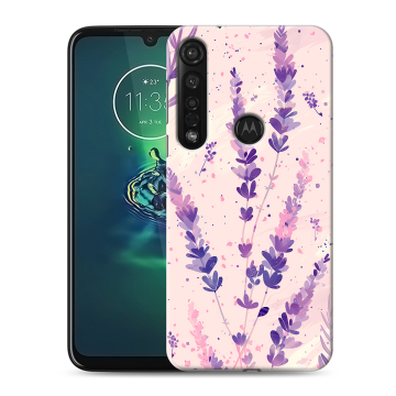 Силиконовый чехол на Motorola Moto G8 Plus с принтом цветы лаванда