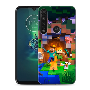 Силиконовый чехол на Motorola Moto G8 Plus с принтом Майнкрафт Minecraft