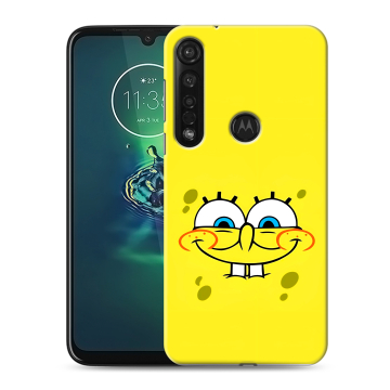 Силиконовый чехол на Motorola Moto G8 Plus с принтом спанчбоб спанч боб