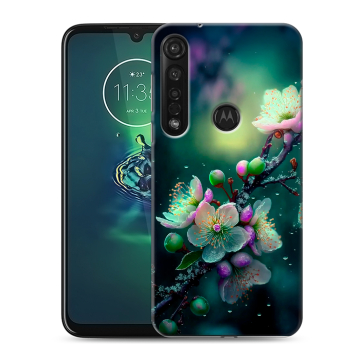 Силиконовый чехол на Motorola Moto G8 Plus с принтом Цветы и мрамор
