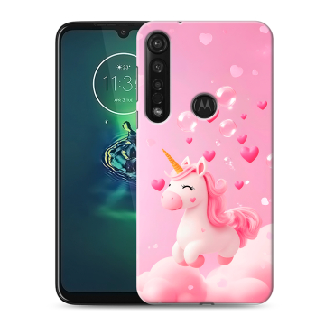 Силиконовый чехол на Motorola Moto G8 Plus с принтом Единорог