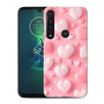 Силиконовый чехол на Motorola Moto G8 Plus с принтом Сердечки
