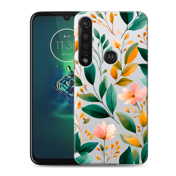Силиконовый чехол на Motorola Moto G8 Plus с принтом Цветы паттерн