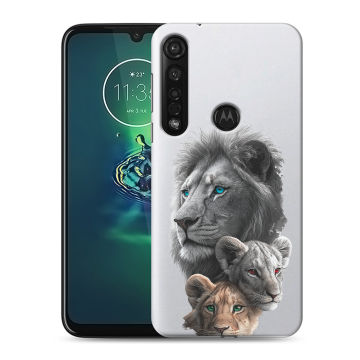 Силиконовый чехол на Motorola Moto G8 Plus с принтом Львы