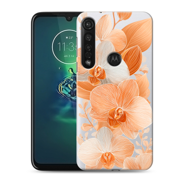 Силиконовый чехол на Motorola Moto G8 Plus с принтом Бежевые цветы