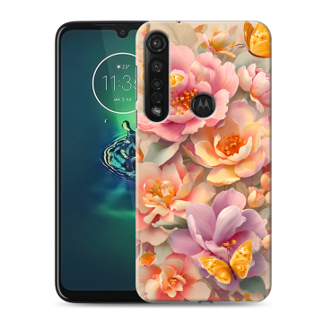 Силиконовый чехол на Motorola Moto G8 Plus с принтом Цветы и бабочки
