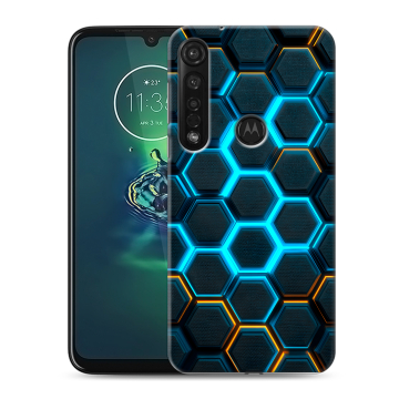 Силиконовый чехол на Motorola Moto G8 Plus с принтом Неоновые соты