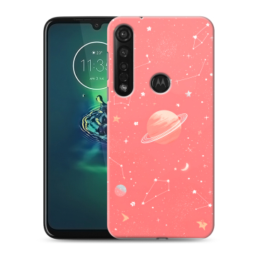 Силиконовый чехол на Motorola Moto G8 Plus с принтом Розовый космос