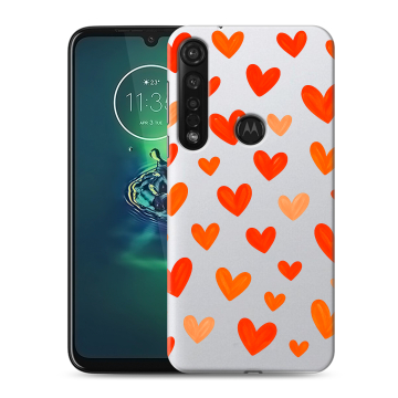 Силиконовый чехол на Motorola Moto G8 Plus с принтом Сердечки