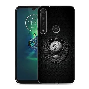 Силиконовый чехол на Motorola Moto G8 Plus с принтом Герб Флаг СССР