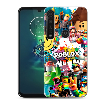 Силиконовый чехол на Motorola Moto G8 Plus с принтом Roblox Роблокс