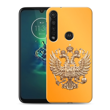 Силиконовый чехол на Motorola Moto G8 Plus с принтом Герб Флаг России