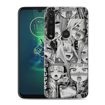Силиконовый чехол на Motorola Moto G8 Plus с принтом Ahegao Ахегао Аниме