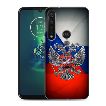 Силиконовый чехол на Motorola Moto G8 Plus с принтом Флаг России