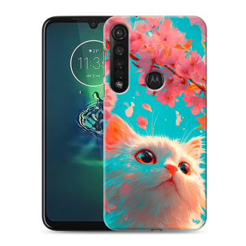 Силиконовый чехол на Motorola Moto G8 Plus с принтом Красивый кот
