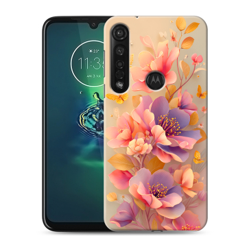 Силиконовый чехол на Motorola Moto G8 Plus с принтом Цветы и бабочки