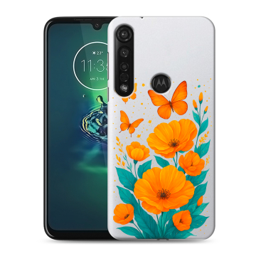 Силиконовый чехол на Motorola Moto G8 Plus с принтом цветы бабочки