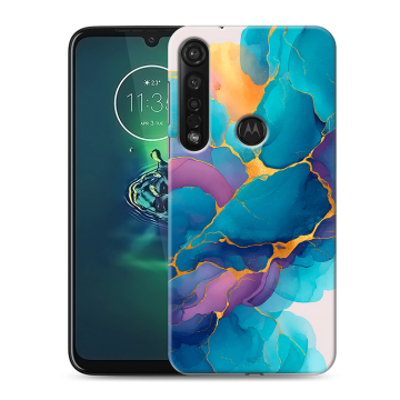 Силиконовый чехол на Motorola Moto G8 Plus с принтом Мрамор блестки