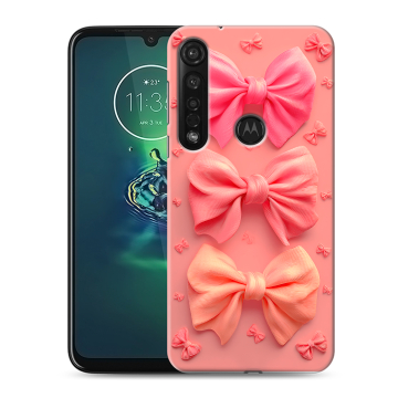 Силиконовый чехол на Motorola Moto G8 Plus с принтом Розовые бантики