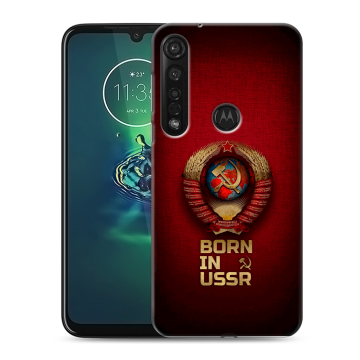 Силиконовый чехол на Motorola Moto G8 Plus с принтом Флаг Герб СССР