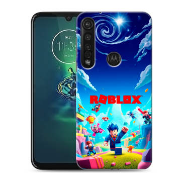 Силиконовый чехол на Motorola Moto G8 Plus с принтом Roblox Роблокс