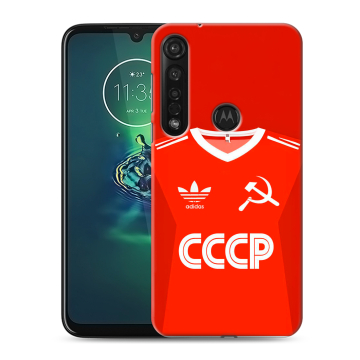 Силиконовый чехол на Motorola Moto G8 Plus с принтом Флаг Герб СССР