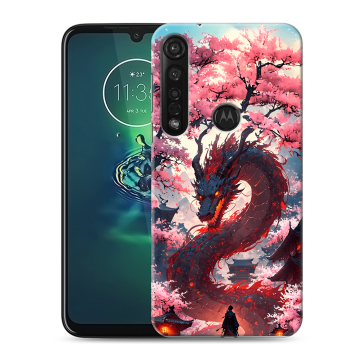Силиконовый чехол на Motorola Moto G8 Plus с принтом Дракон Японский