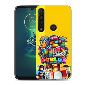 Силиконовый чехол на Motorola Moto G8 Plus с принтом Roblox Роблокс