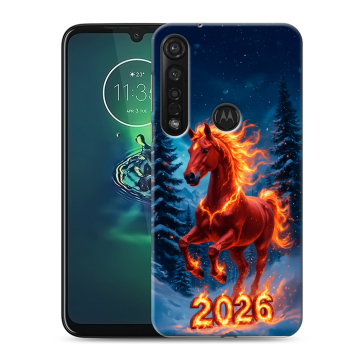 Силиконовый чехол на Motorola Moto G8 Plus с принтом Новый год коня