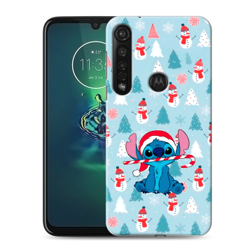 Силиконовый чехол на Motorola Moto G8 Plus с принтом Стич Новый год