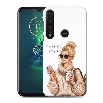 Силиконовый чехол на Motorola Moto G8 Plus с принтом женский