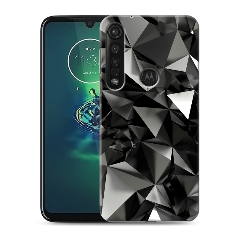 Силиконовый чехол на Motorola Moto G8 Plus с принтом Черные кристаллы Силиконовый чехол на Motorola Moto G8 Plus с принтом Черные кристаллы