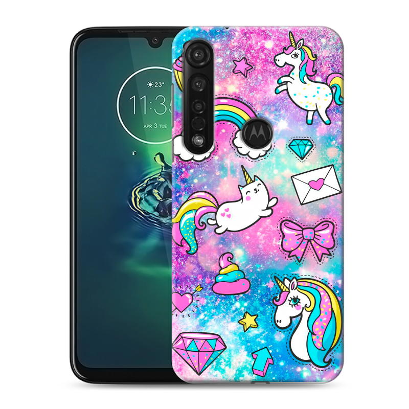 Силиконовый чехол на Motorola Moto G8 Plus с принтом Единороги Силиконовый чехол на Motorola Moto G8 Plus с принтом Единороги