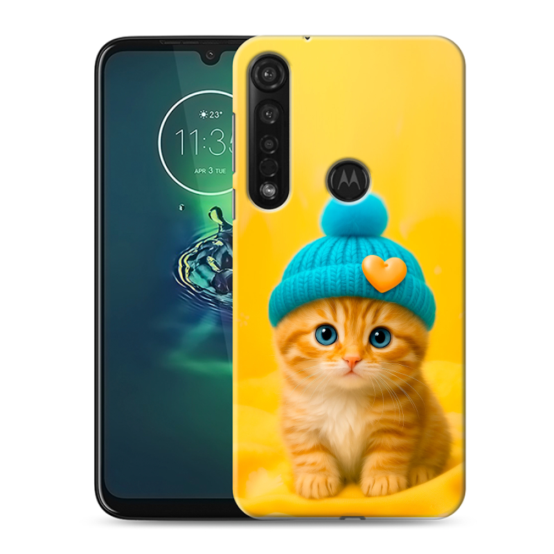 Силиконовый чехол на Motorola Moto G8 Plus с принтом Котенок в шапке Силиконовый чехол на Motorola Moto G8 Plus с принтом Котенок в шапке