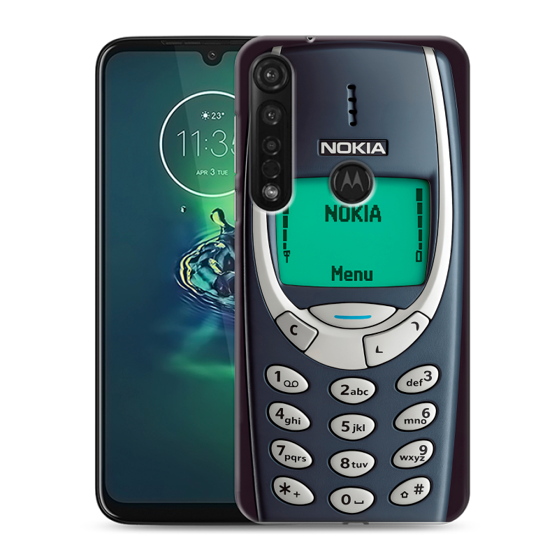 Силиконовый противоударный чехол на Motorola Moto G8 Plus с принтом Старый телефон Силиконовый противоударный чехол на Motorola Moto G8 Plus с принтом Старый телефон