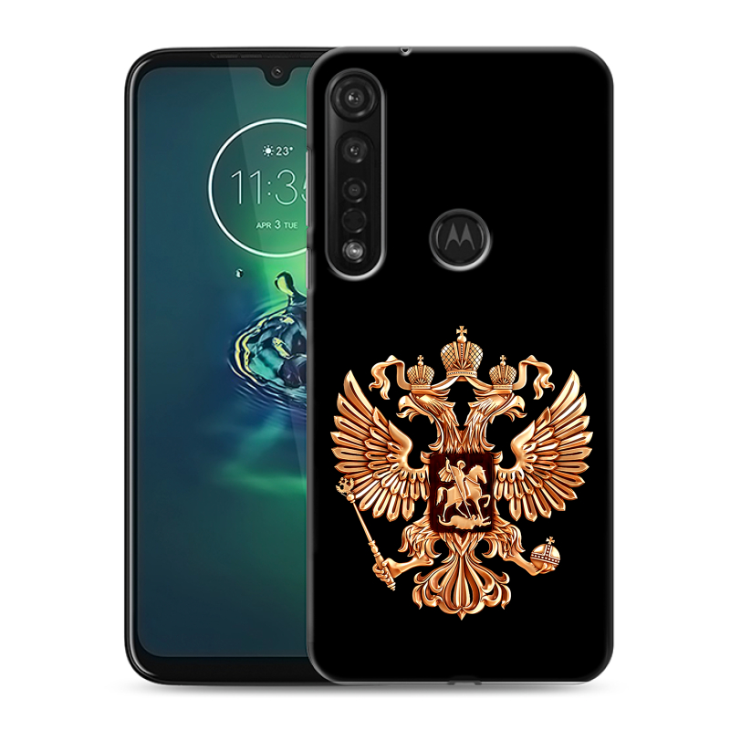 Силиконовый чехол на Motorola Moto G8 Plus с принтом Герб России золотой Силиконовый чехол на Motorola Moto G8 Plus с принтом Герб России золотой