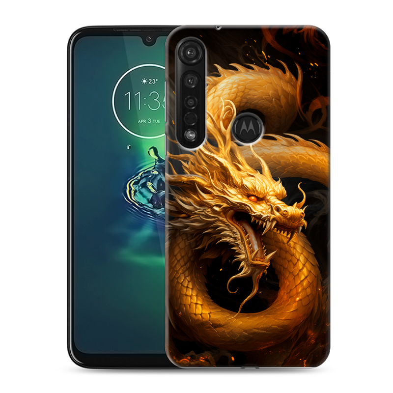 Силиконовый чехол на Motorola Moto G8 Plus с принтом Золотой дракон Силиконовый чехол на Motorola Moto G8 Plus с принтом Золотой дракон