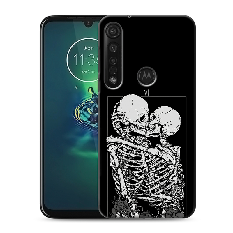 Силиконовый противоударный чехол на Motorola Moto G8 Plus с принтом Поцелуй скелетов Силиконовый противоударный чехол на Motorola Moto G8 Plus с принтом Поцелуй скелетов