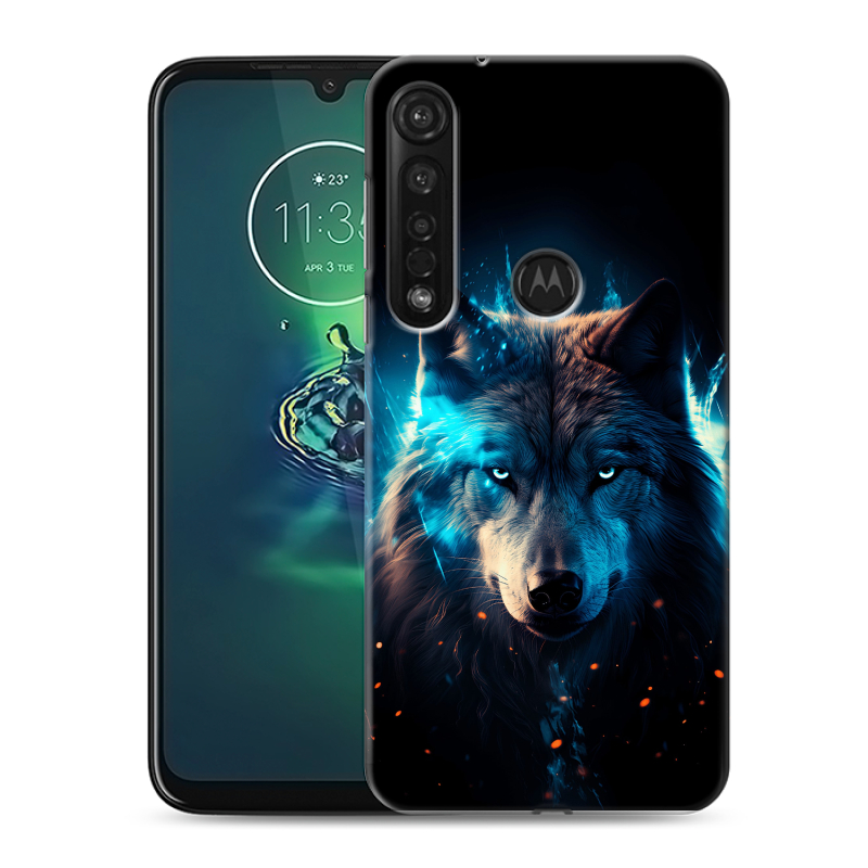 Силиконовый противоударный чехол на Motorola Moto G8 Plus с принтом Волк ночной Силиконовый противоударный чехол на Motorola Moto G8 Plus с принтом Волк ночной