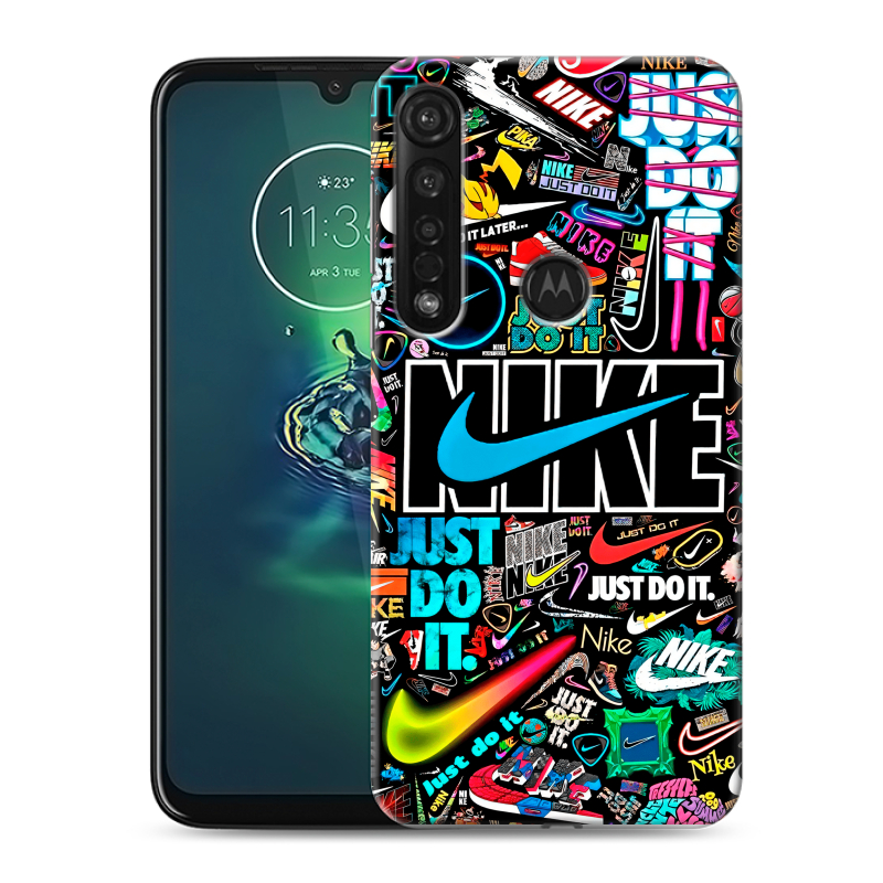 Силиконовый чехол на Motorola Moto G8 Plus с принтом найк nike черный Силиконовый чехол на Motorola Moto G8 Plus с принтом найк nike черный